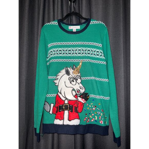 Ugly Christmas Sweater Xmas Size Medium Unicorn - Picture 1 of 3